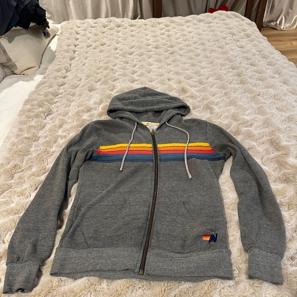 Aviator Nation 5-Stripe Hoodie Heather Grey Sz XS Womens - Picture 3 of 7